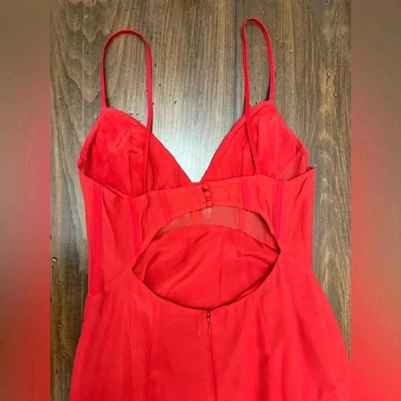 ASOS Designs Corset Dress Red Size 6 Maxi Sheer Panel Bodice Formal Sexy Cut Out - Picture 9 of 16